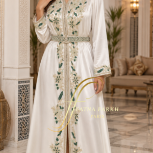 caftan brodée blanc et rouge